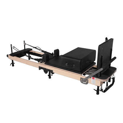 Foldable Pilates Reformer- Maple with Adjustable Legs