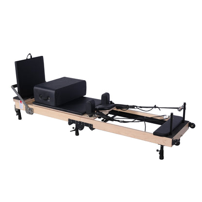Foldable Pilates Reformer- Maple with Adjustable Legs